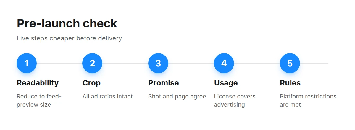 Five-step checklist for reviewing an advertising creative before the campaign launches