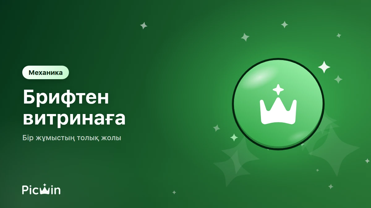 Picwin қалай жұмыс істейді: каталог брифінен жарияланған жұмысқа дейін